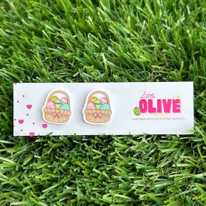 Egg-cellent Easter Egg Basket Stud Earrings - Perfect Pastel Accessories!