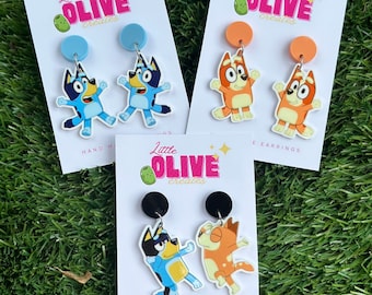 Adorable Bluey Dangle Earrings - Playful Variations for a Whimsical Look