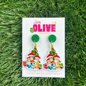 Cute Bluey Christmas Earrings - the whole Heeler gang!