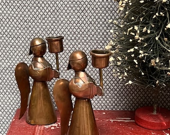 Vintage Copper Angel Candle Holders, Los Castillo, Taxco, Mexico, Copper Angels, Copper Candle Holders, Copper Decor, Copper Christmas,
