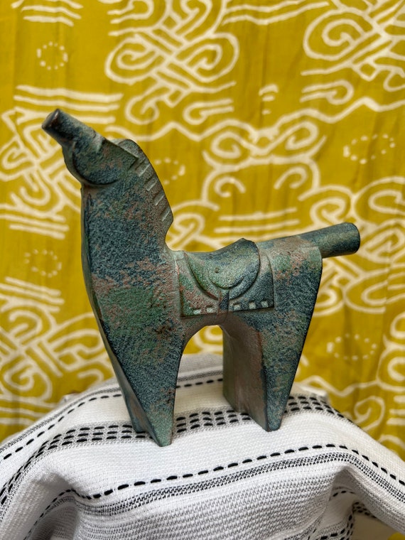 【超希少・署名入り】 sotaro saegusa 作 人物像 銅像風置物 ペア Cast Horse Figurine, Signed Sotaro Saegusa, Okimono, Modern