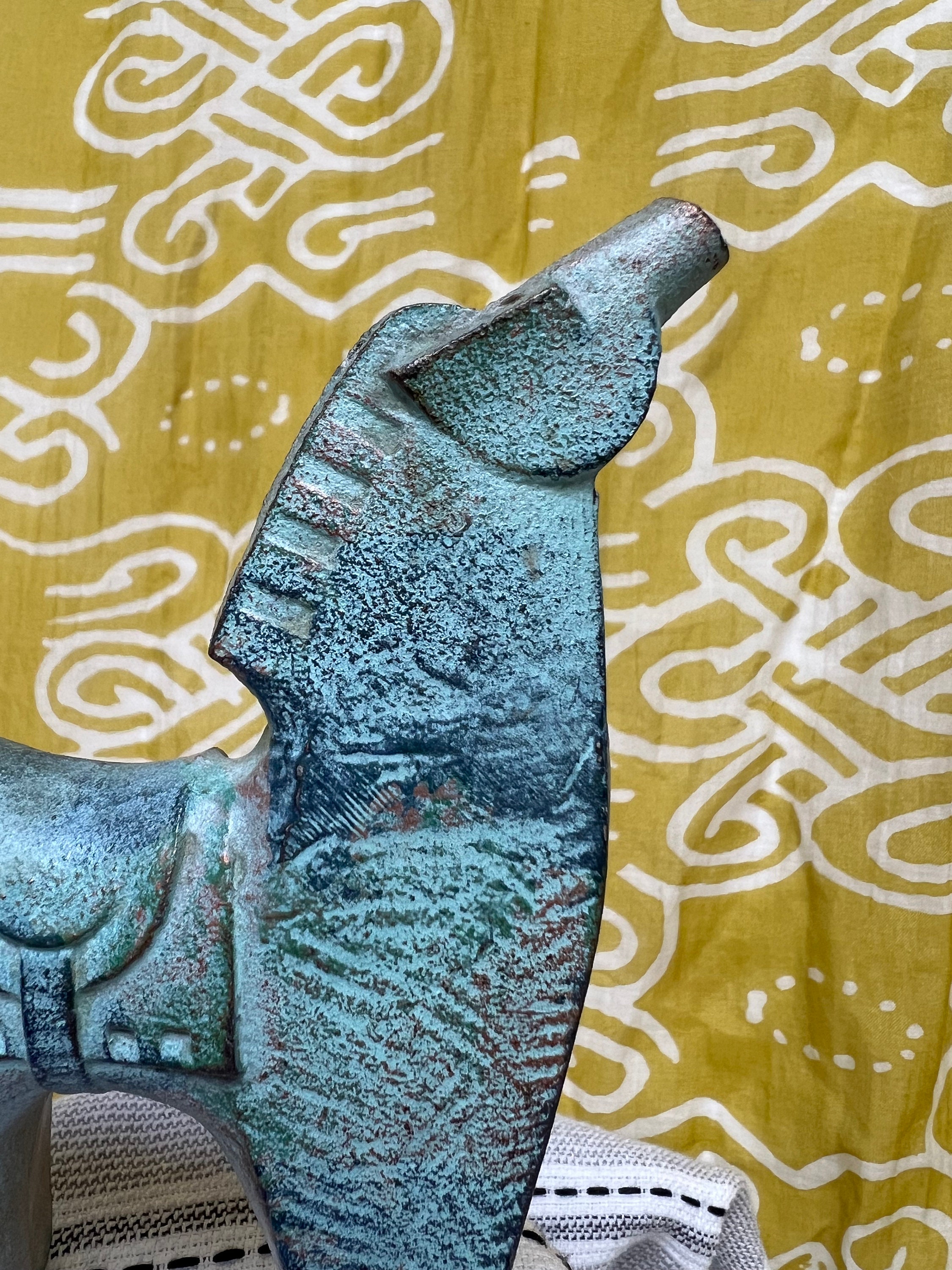 Cast Horse Figurine, Signed Sotaro Saegusa, Okimono, Modern