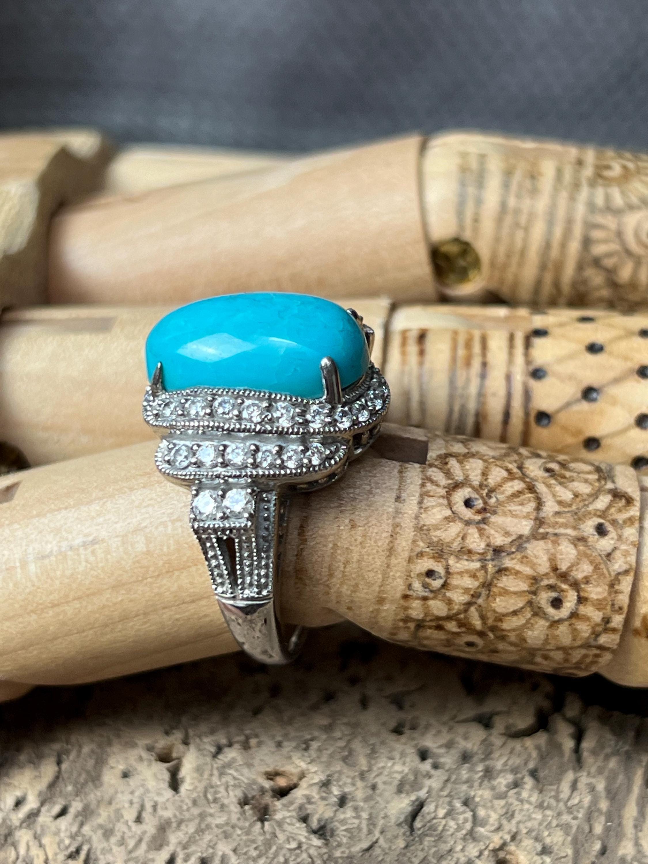 アクセサリー vintage silver  925 turquoise ring ZDIFDIC 925 Sterling Silver Turquoise Ring Fashion Vintage