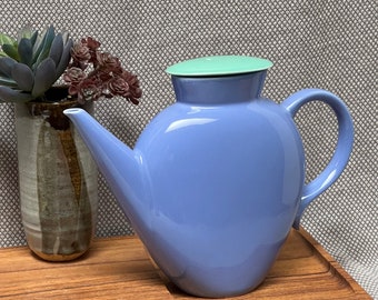 Teiera ovale Lindt-Stymeist Colorways, anni '70, Made in Japan, Vintage Lindt Stymeist Teapot Colorways Teiera ovale teiera Blue Teapot Colorways