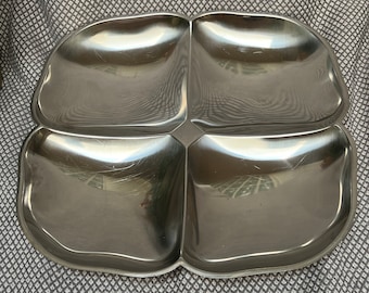 Piatto da portata MCM vintage Gense Sweden in acciaio inossidabile diviso