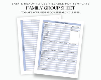 Helpful Fillable Family Group Sheet U.S. Letter-Sized Printable to Make Your Family History Genealogy Research Easier