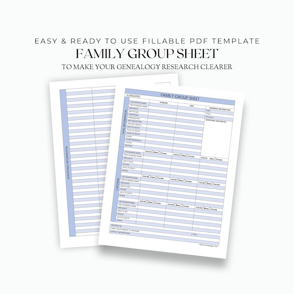 Helpful Fillable Family Group Sheet U.S. Letter-Sized Printable to Make Your Family History Genealogy Research Easier