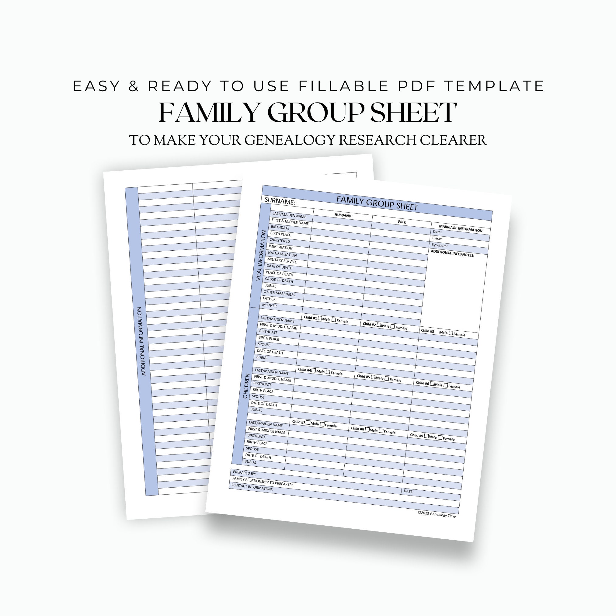 Genealogy Worksheet Printable Family Tree Template Pedigree Chart 7  Generations Family Tree Chart Genealogy Organizer Template Download 