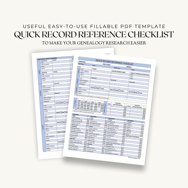 Nützliche Genealogische Checkliste Ausfüllbar in US-Letter-Größe, um Ihre Familiengeschichtsforschung zu erleichtern