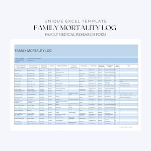 Familiensterblichkeits-Diagramm für Excel: Genealogie und Familienmedizingeschichte Recherche-Formular