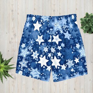 Patriotic Stars Swim Trunks for Men - USA Flag-Inspired Design - Sizes S to 6XL
