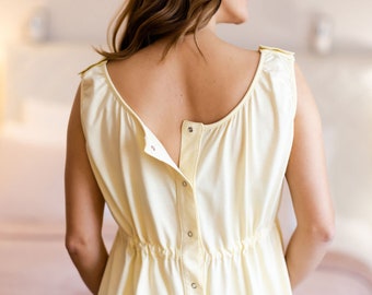 Cotton Maternity Nightgown: 3-in-1 Labor, Delivery, Nursing