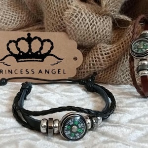 Multi-layer. PU Leather. Braided.  Compass bracelet.