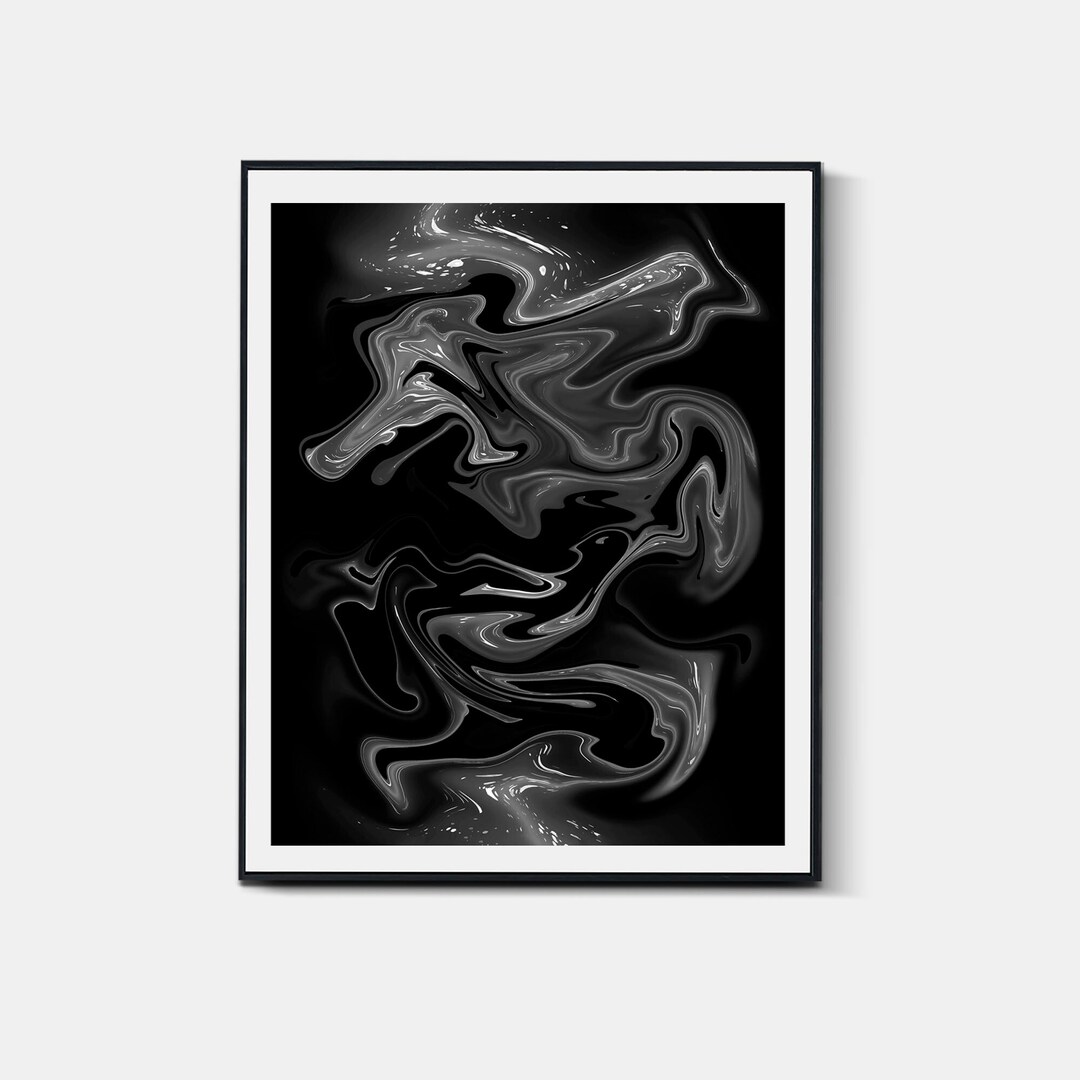 Black and White Marble Art Print, Gallery Wall Art Décor, Printable