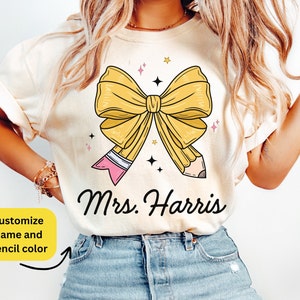 Custom Coquette School Shirt,Back To School Shirts,Coquette Pink Bow T-Shirt,Cute Teacher Gift,First Day of School Tee,Teacher Appreciation