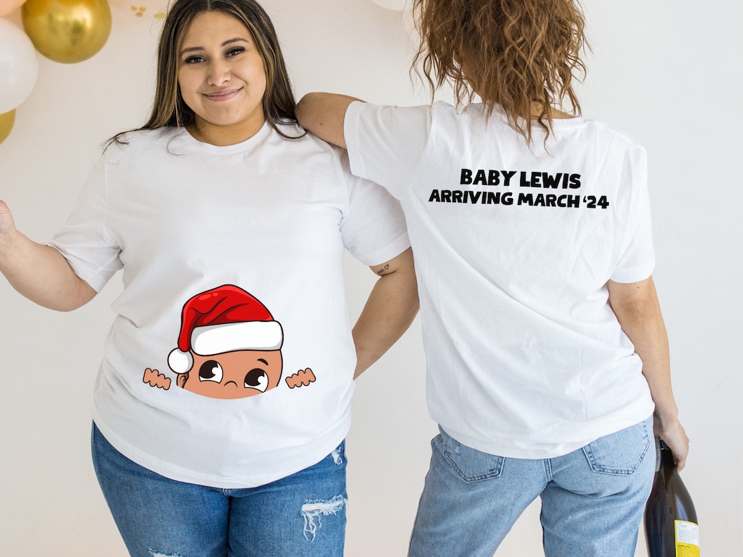 Custom Funny Pregnancy Announcement Shirt Christmas Maternity Shirt
