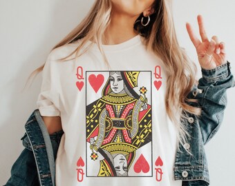 Queen of Hearts Shirt Comfort Colors Queen Of Hearts Playing Card Shirt Valentine Apparel Retro Valentine Shirt Vintage Valentines Clothes