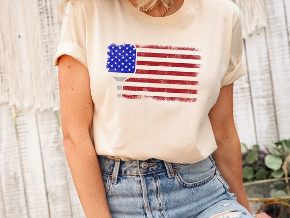 Pickleball American Flag Shirt Pickleball Apparel Pickleball Clothing Pickleball Lover Pickleball T Shirt Patriotic Player Pickleball Queen