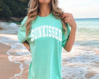 Sunkissed Shirt, Comfort Colors Shirt, Oversized Summer Tee, Preppy Clothes, Vsco Shirt, Trendy Beach Clothes, Beach Coverup, Coconut Girl