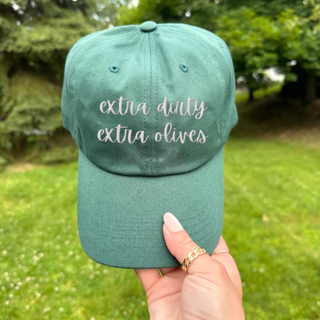 Dirty Martini Embroidered Dad Hat – Olive Green Trendy Bar  display picture 3
