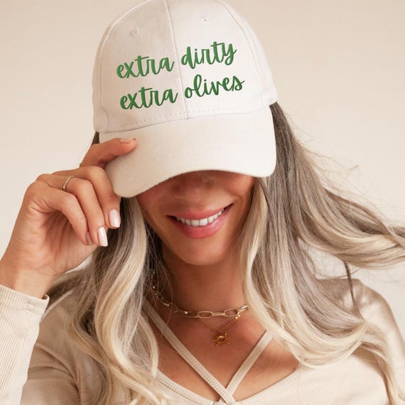 Dirty Martini Embroidered Dad Hat – Olive Green Trendy Bar  display picture 2