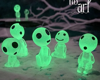 Luminous Tree Spirits Elf Ghost Alien Fairy garden miniature figurines Tree spirit resin craft dollhouse bonsai decor Kodama Halloween.