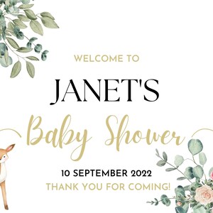 Elegant Flora and Fauna 36&quot; x 24&quot; Baby Shower Welcome Sign
