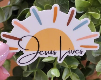 Jesus lives sticker, Easter sticker, Christian sticker, faith, witnessing, gospel, saved sticker, Jesus stickers, gift for her, encourage