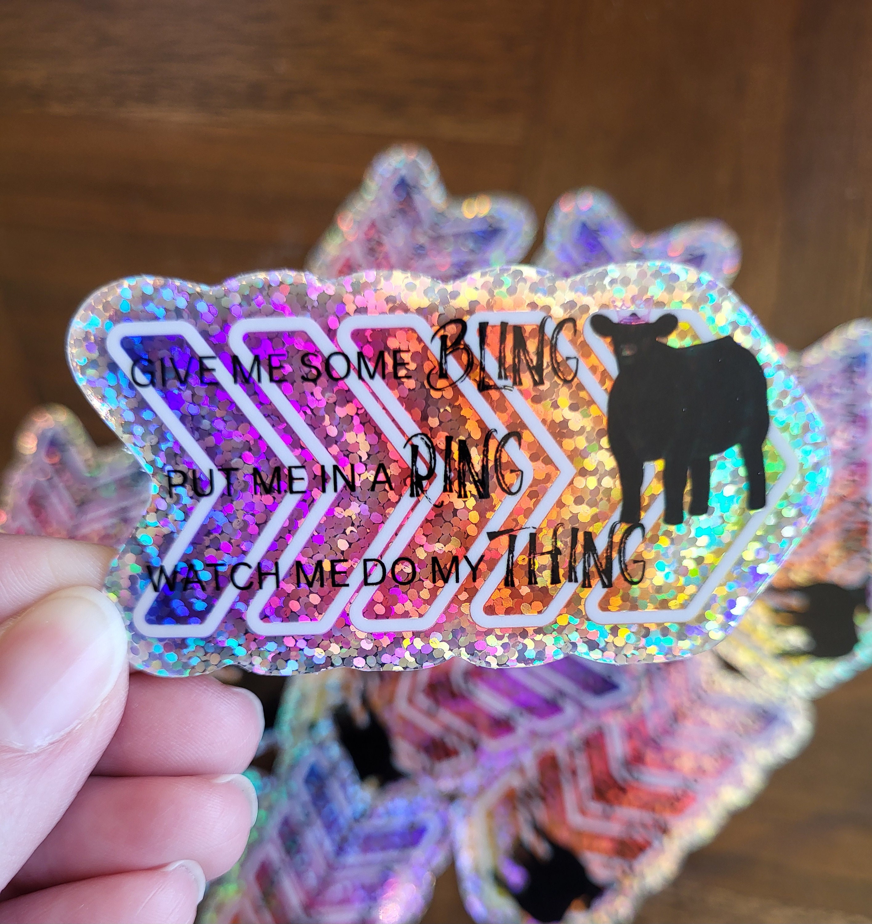 Show Cow Sticker, Glitter Sticker, Colorful, Unique Sticker, Popular ...