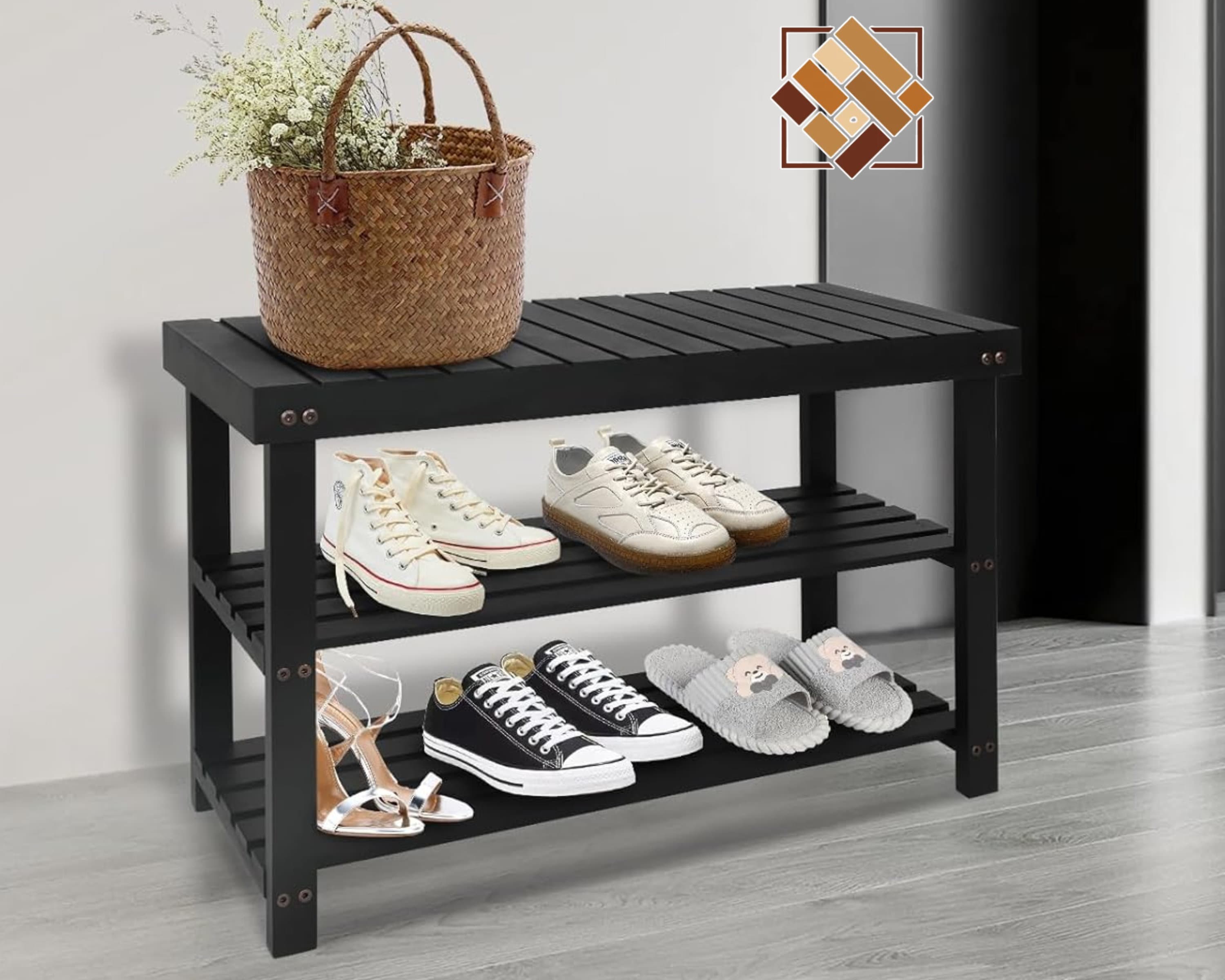 Kids Shoe Rack, Montessori Childrens Shoe Shelf - Hexagonica