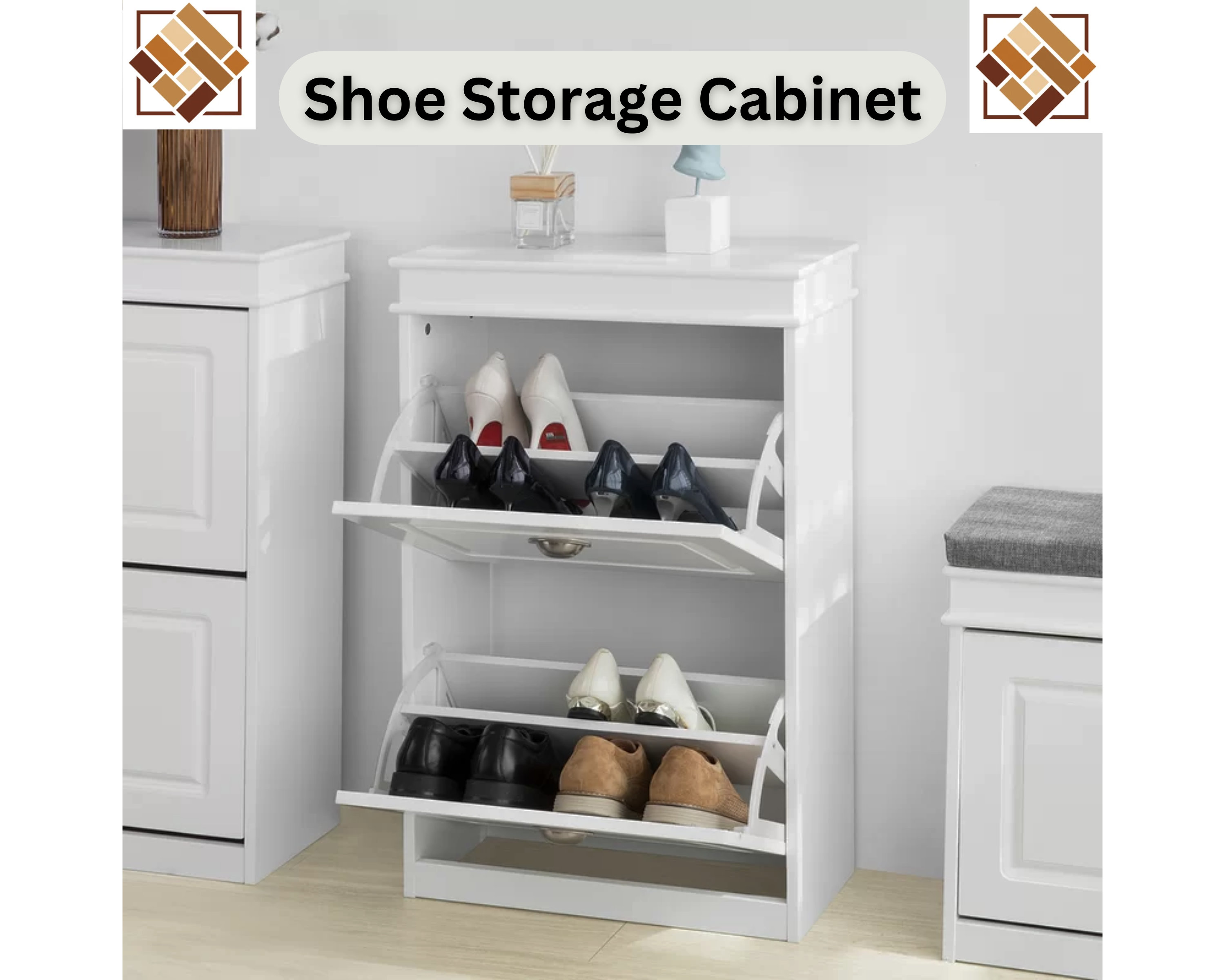 18-Pair Shoe Cabinet, 6-Tier Shoe Rack Organizer Cabinet with Door