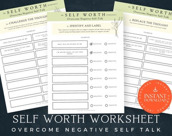 Negative Self Talk Worksheet - Etsy