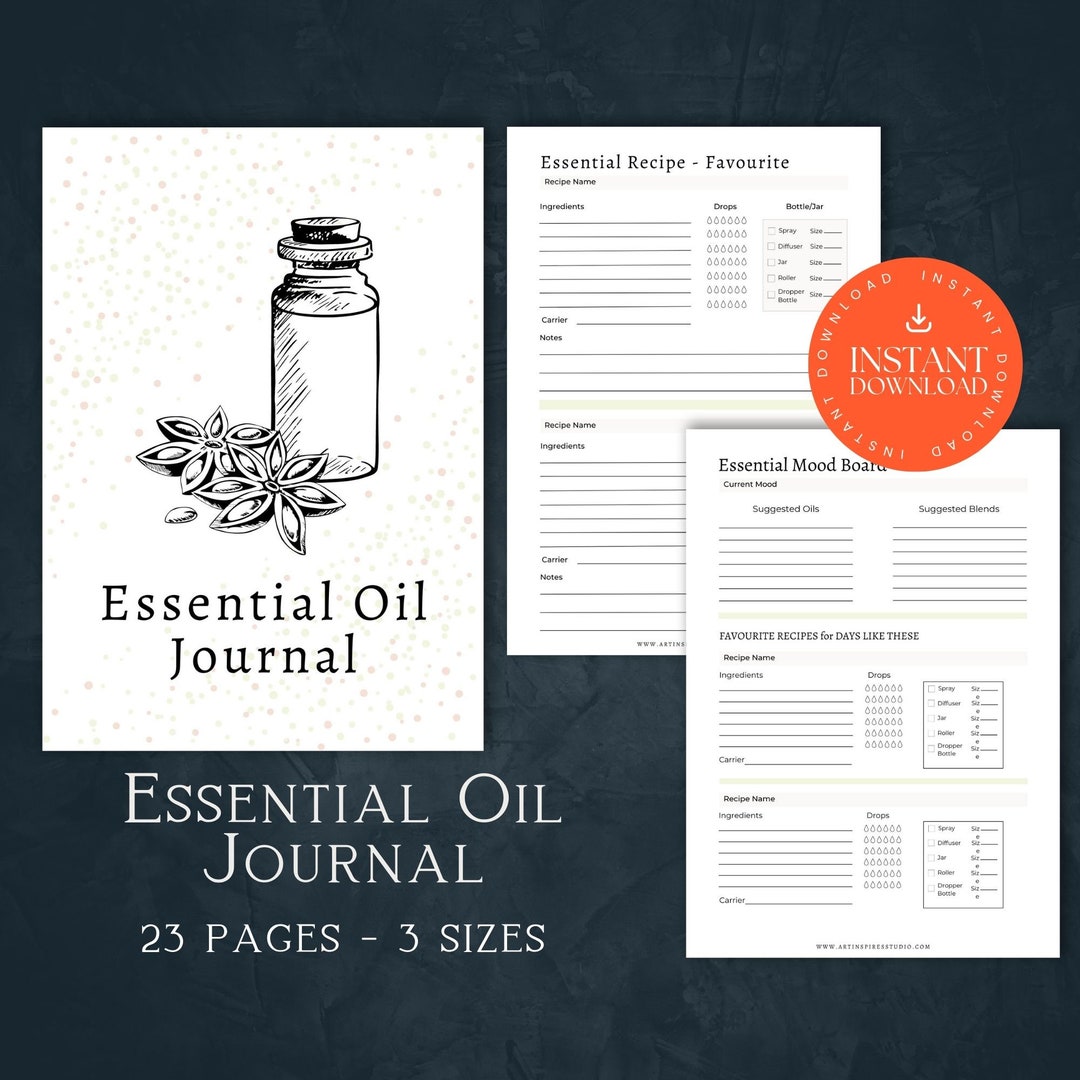 Essential Oil Planner, INSTANT DOWNLOAD, Essential Oil Recipes ...