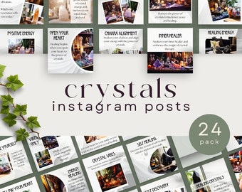 Canva-sjabloon Instagram Crystal, spirituele sociale media, mindful mediamarketing, mystieke wellnessberichten, zelfzorg, holistische sociale media