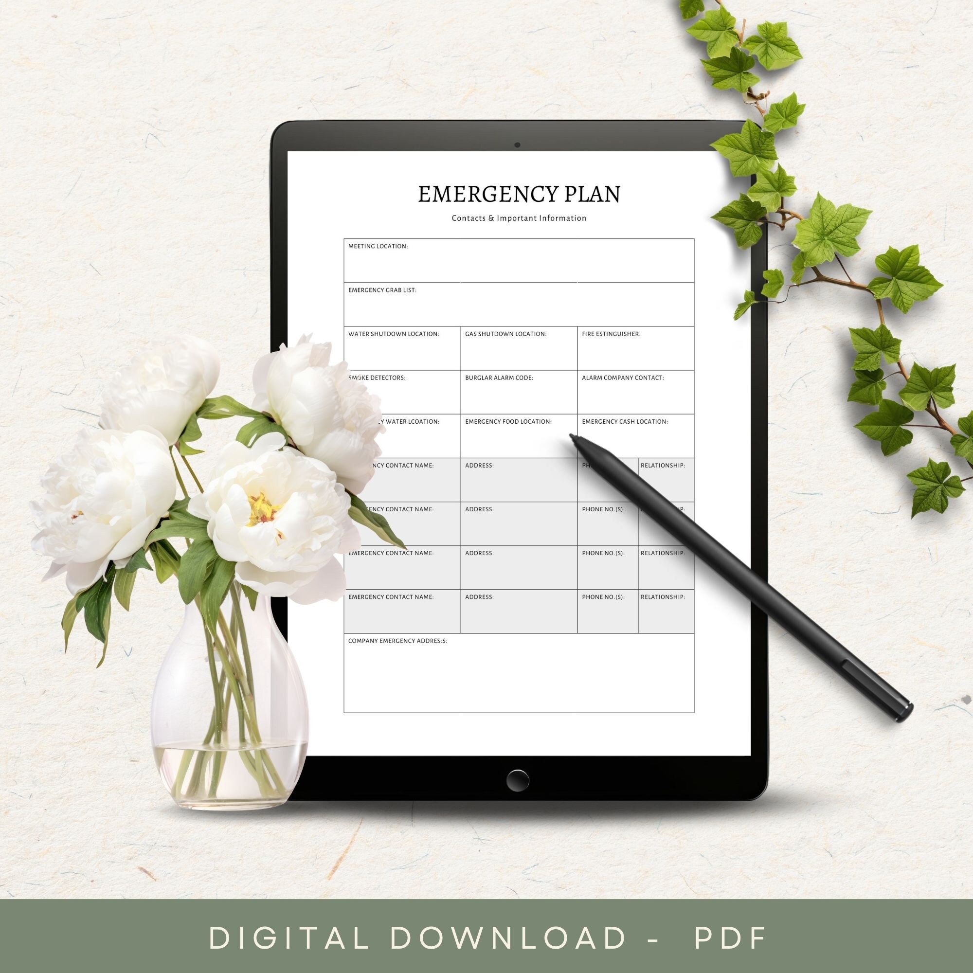End of Life Planner, INSTANT DOWNLOAD, Important Documents Organizer ...