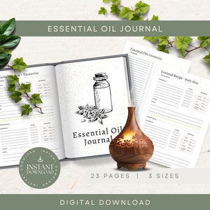 Essential Oil planner, INSTANT DOWNLOAD, Essential Oil Recipes, Essential Oils Printable, Aromatherapy Journal, Essential Oil Gift, Diffuser