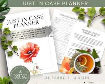 End of Life Planner, INSTANT DOWNLOAD, Important Documents Organizer, What If Binder, Funeral Plan, Death Organisation, Emergency PDF Docs