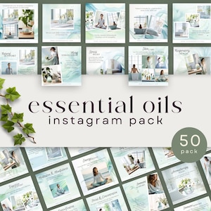 Aromatherapy & Essential Oils IG Post Templates, Wellness Instagram for massage therapists, yoga teachers, selfcare, holistic social media