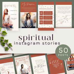 Spiritual Instagram Stories, Mindful Templates, Mystical Canva Social Media, Wellness Coach, Selfcare Hints, Astrology, Healing Energy, LOA