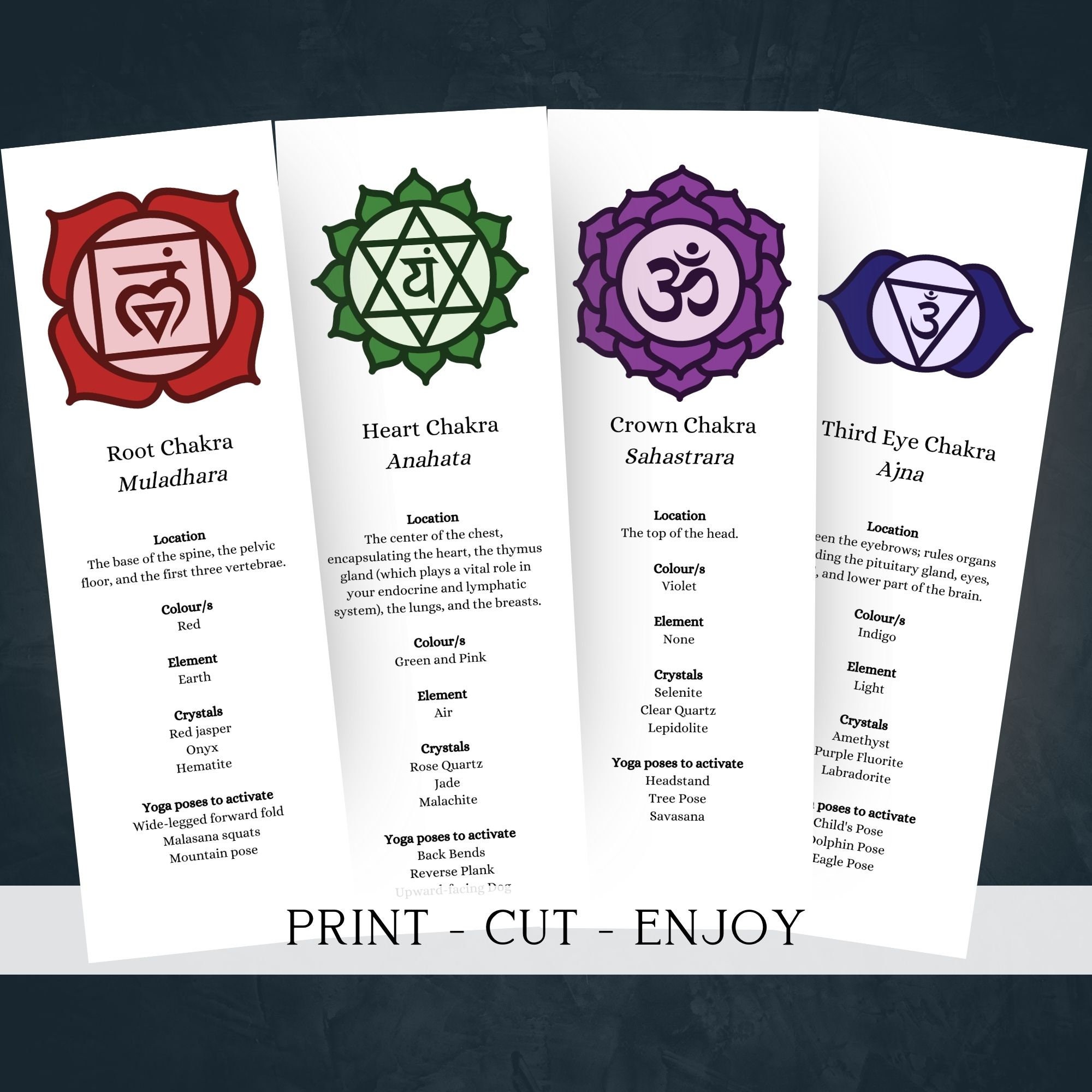 Chakra Bookmarks, DOWNLOAD, Printable Chakra Yoga Poses, Chakra ...