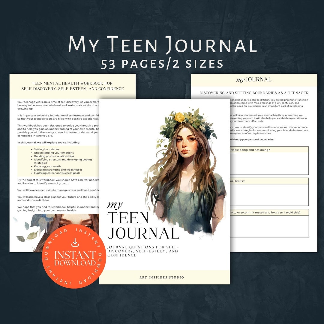 Journal Questions for Teens, INSTANT DOWNLOAD, Journal Prompts for
