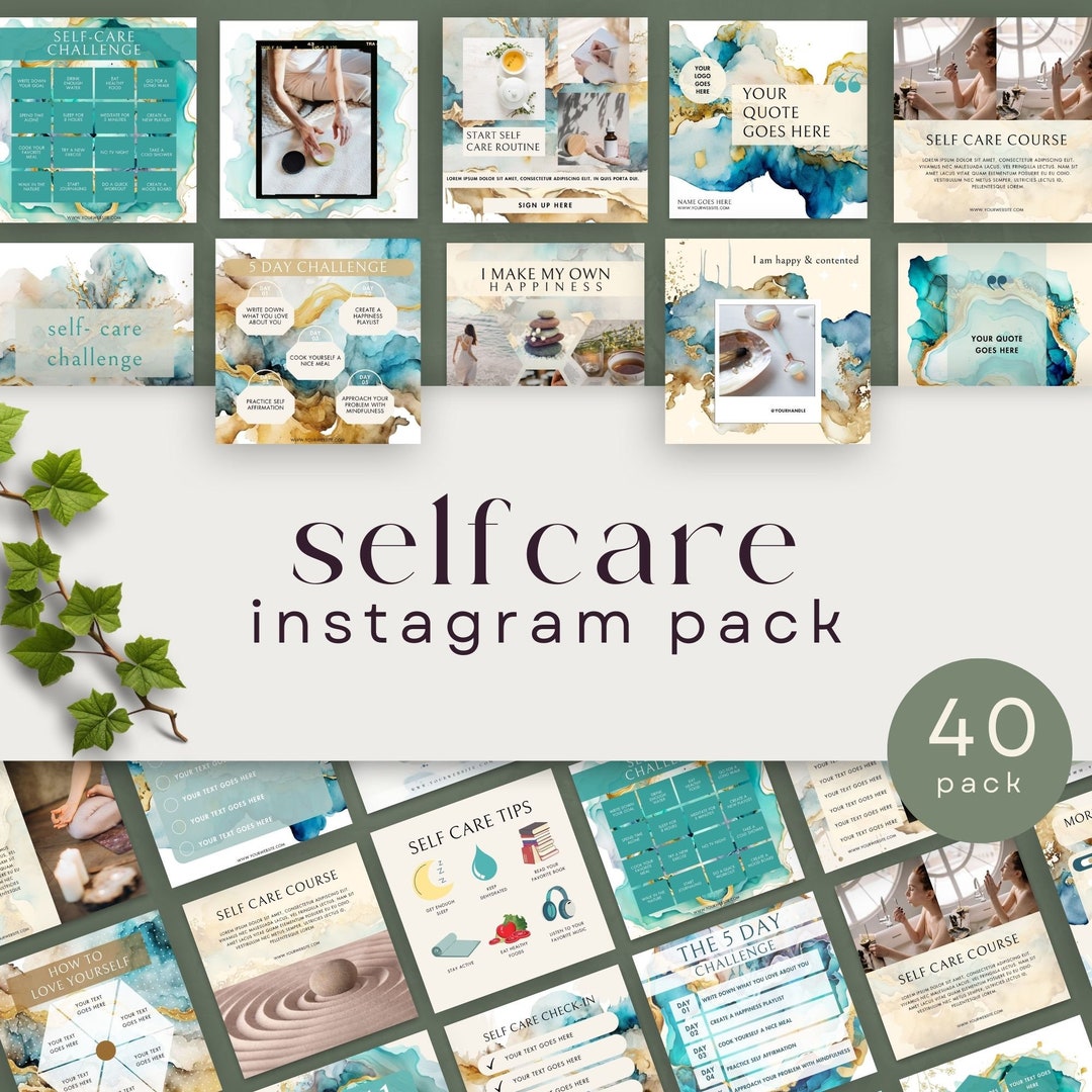 Self Care Social Media Posts, INSTANT DOWNLOAD, Canva Editable ...