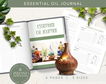 Agenda d'huiles essentielles, TÉLÉCHARGEMENT IMMÉDIAT, recettes d'huiles essentielles, huiles essentielles à imprimer, journal d'aromathérapie, cadeau d'huiles essentielles, diffuseur