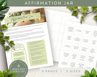 Affirmations Jar, DOWNLOAD, Affirmation Jar Words, Affirmation Jar Printable, Daily Affirmations, Positive Mindfulness, Wellness Printable