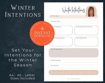 Winter Intention Journal, Winter Intentions, Intention Page, Printable Intention Journal, Printable Winter Planner, Winter Journal, Selfcare
