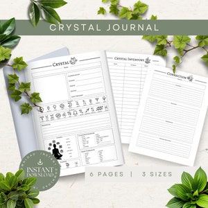 Crystal Journal Printable, INSTANT DOWNLOAD, Crystal Worksheet, Crystal Journal, Book of Shadows, Printable Crystals, Crystal Grimoire PDF