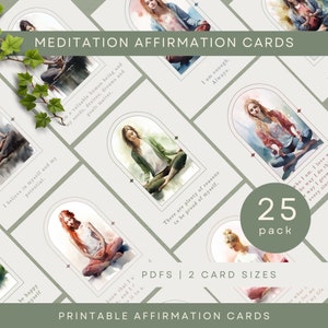Cartes d'amour de soi pour femmes, cartes de méditation positive imprimables, cadeau pour la santé mentale en pleine conscience, soins personnels au quotidien, affirmations d'estime de soi PDF
