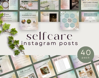 Self Care Social Media Posts, INSTANT DOWNLOAD, Canva bewerkbare sjablonen, Instagram-sjabloon geestelijke gezondheid, wellnesscoaches verhalen berichten
