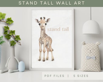 Giraffe Mindful Art Kids, INSTANT DOWNLOAD, Positive Affirmation Wall Art, Childs Jungle Poster, Calm Corner, Printable Childrens Room PDF