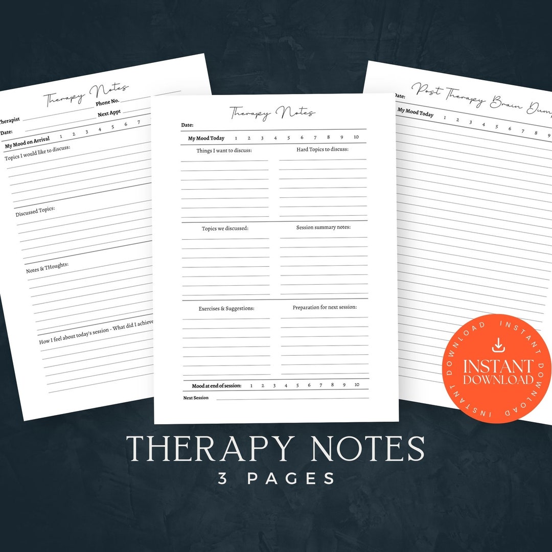 Therapy Notes Printable, Printable Therapist Notes, Mental Health ...